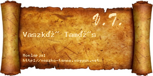 Vaszkó Tamás névjegykártya